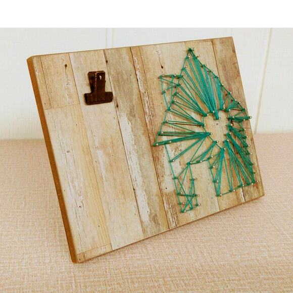 Clipboard Easel String Art Rustic House Heart Wood Frame Note Clip Aqua 8x10 - Picture 9 of 14